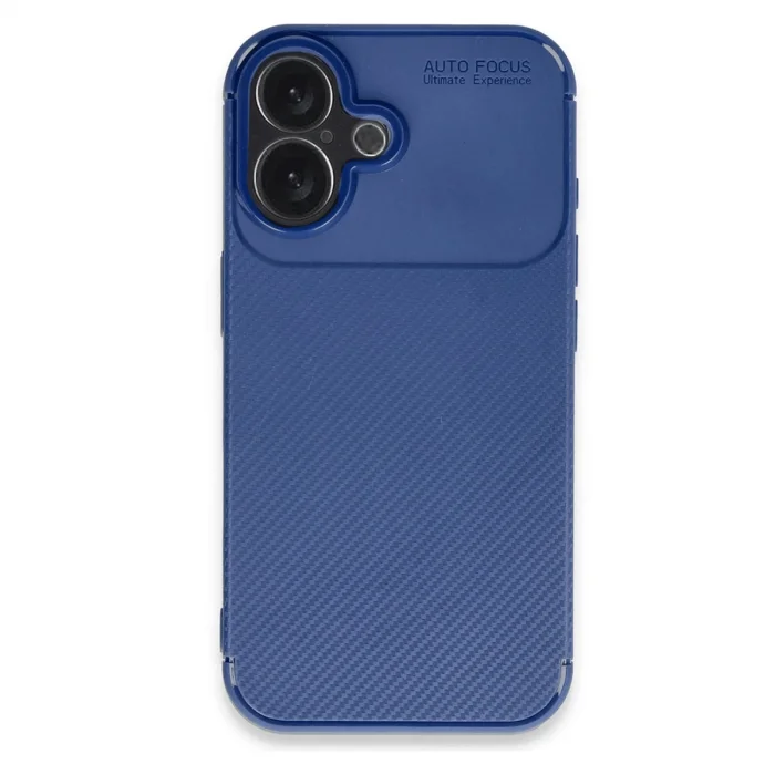 BUĞZ İphone 16 Kılıf Auto Focus Karbon Kapak - Lacivert