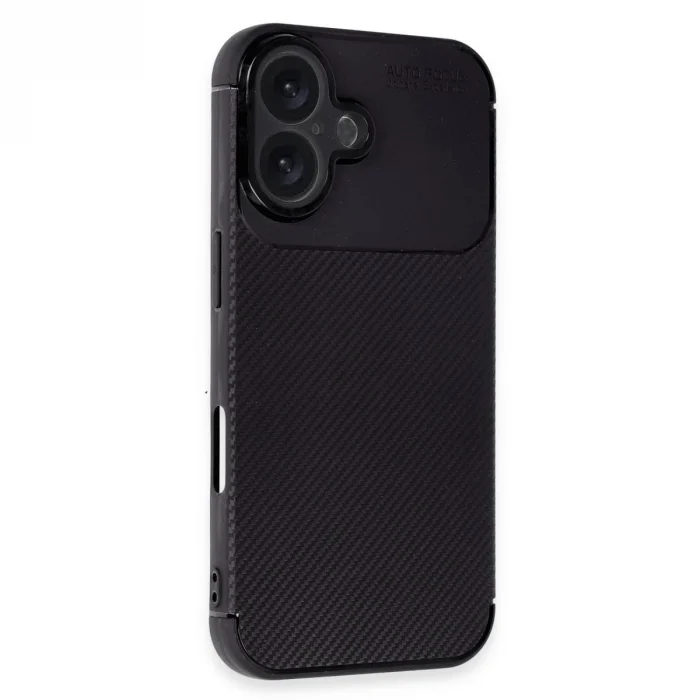BUĞZ İphone 16 Kılıf Auto Focus Karbon Kapak - Siyah