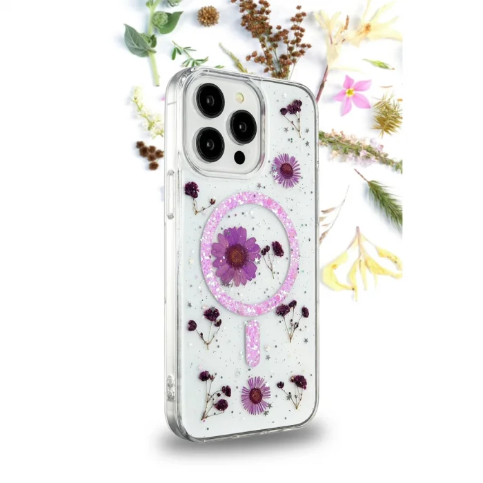 BUĞZ İphone 16 Kılıf Daisy Simli Magsafe Kapak - Pembe