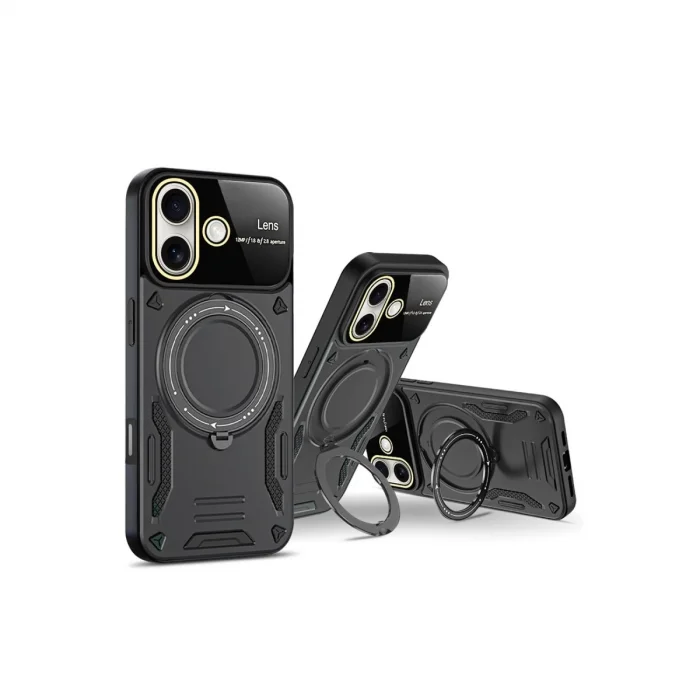 BUĞZ İphone 16 Kılıf Joy Lens Standlı Kapak - Koyu Yeşil