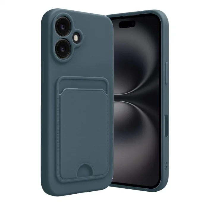 BUĞZ İphone 16 Kılıf Kelvin Kartvizitli Silikon - Koyu Yeşil