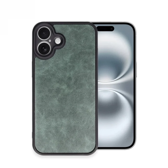 BUĞZ İphone 16 Plus Kılıf Aras Deri Kapak - Koyu Yeşil