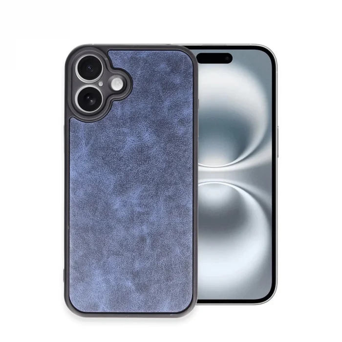 BUĞZ İphone 16 Plus Kılıf Aras Deri Kapak - Lacivert