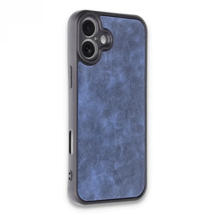 BUĞZ İphone 16 Plus Kılıf Aras Deri Kapak - Lacivert
