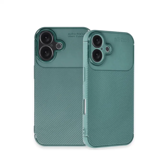 BUĞZ İphone 16 Plus Kılıf Auto Focus Karbon Kapak - Koyu Yeşil