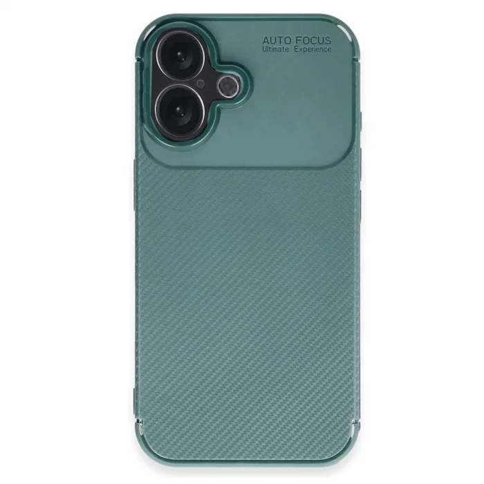BUĞZ İphone 16 Plus Kılıf Auto Focus Karbon Kapak - Koyu Yeşil