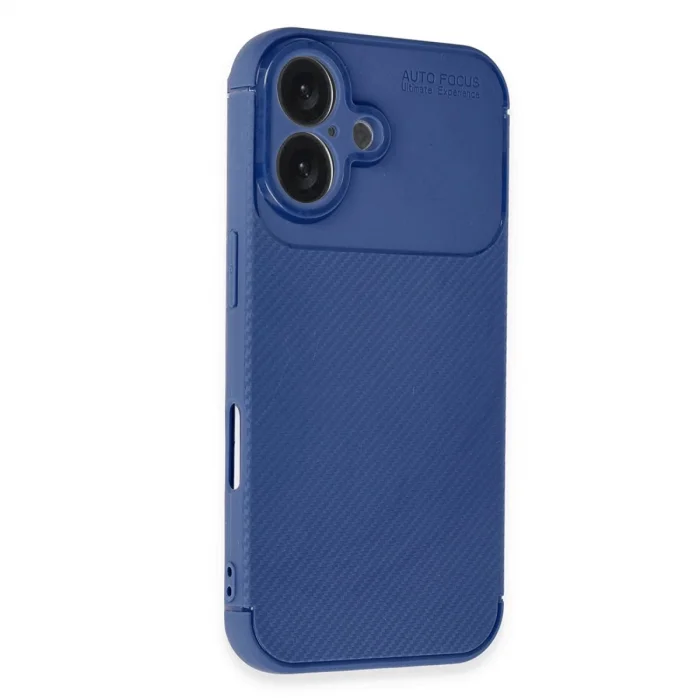 BUĞZ İphone 16 Plus Kılıf Auto Focus Karbon Kapak - Lacivert