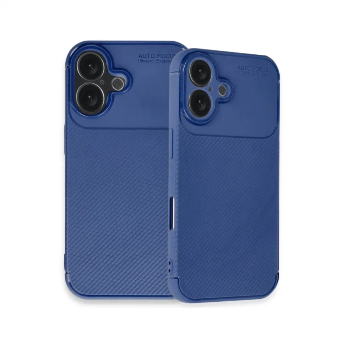 BUĞZ İphone 16 Plus Kılıf Auto Focus Karbon Kapak - Lacivert