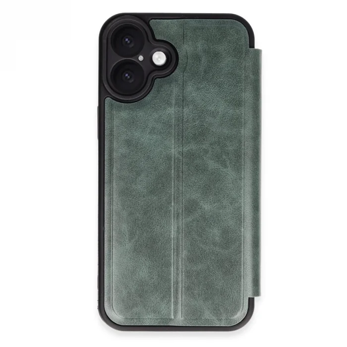 BUĞZ İphone 16 Plus Kılıf Flip Cover - Koyu Yeşil