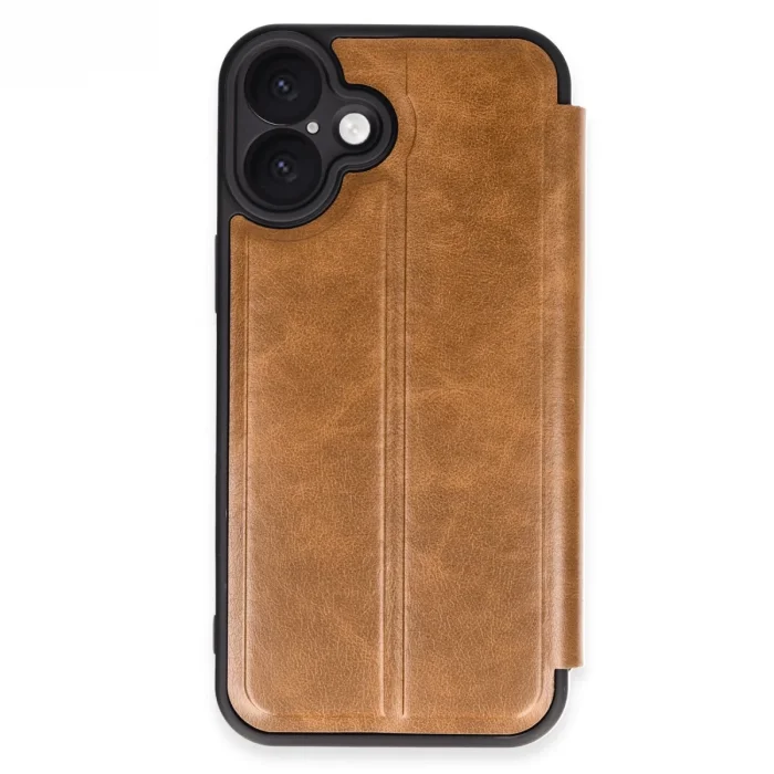 BUĞZ İphone 16 Plus Kılıf Flip Cover - Taba