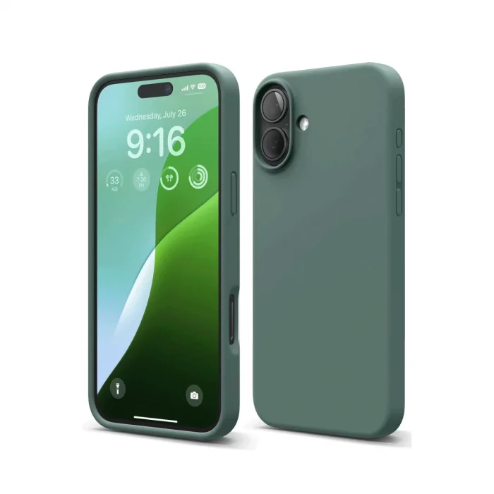 BUĞZ İphone 16 Plus Kılıf Nano İçi Kadife Silikon - Koyu Yeşil