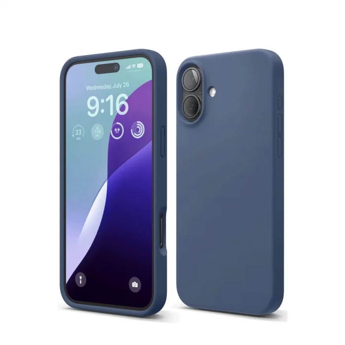 BUĞZ İphone 16 Plus Kılıf Nano İçi Kadife Silikon - Lacivert