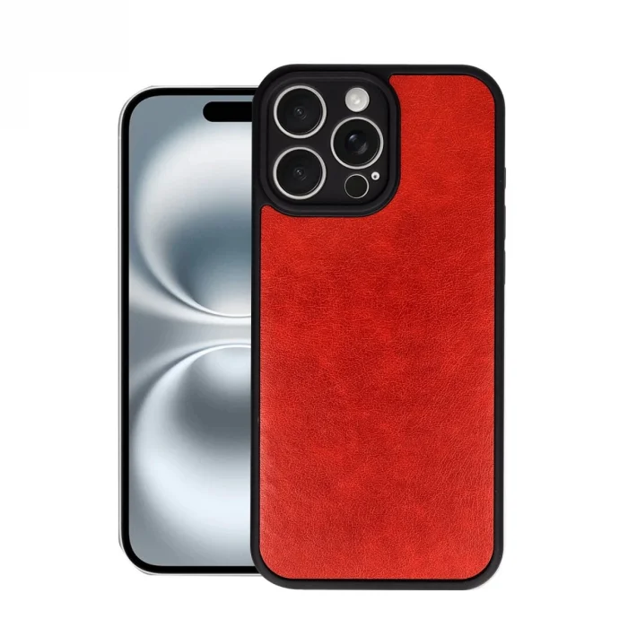 BUĞZ İphone 16 Pro Kılıf Aras Deri Kapak - Kırmızı
