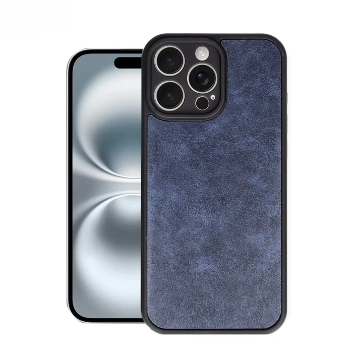BUĞZ İphone 16 Pro Kılıf Aras Deri Kapak - Lacivert