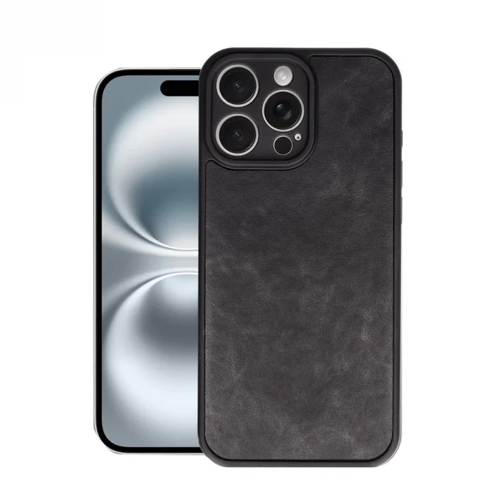 BUĞZ İphone 16 Pro Kılıf Aras Deri Kapak - Siyah