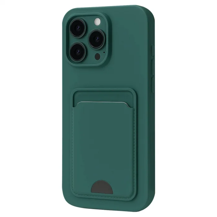 BUĞZ İphone 16 Pro Kılıf Kelvin Kartvizitli Silikon - Koyu Yeşil