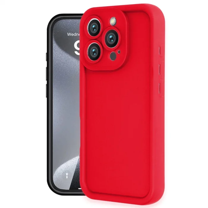 BUĞZ İphone 16 Pro Kılıf Viera Silikon - Kırmızı