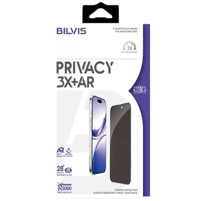 BUĞZ İphone 16 Pro Max Bilvis 3x Ar Hayalet Cam Ekran Koruyucu - Siyah