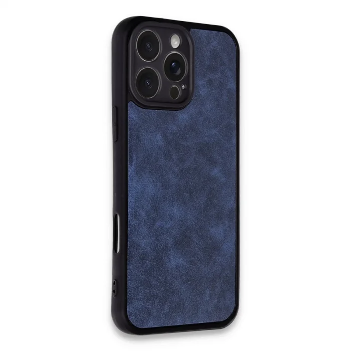 BUĞZ İphone 16 Pro Max Kılıf Aras Deri Kapak - Lacivert