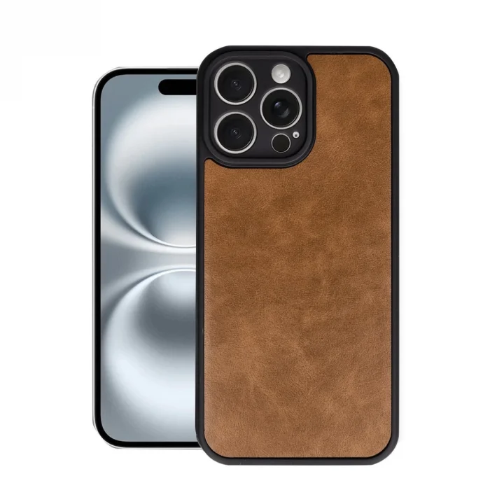BUĞZ İphone 16 Pro Max Kılıf Aras Deri Kapak - Taba