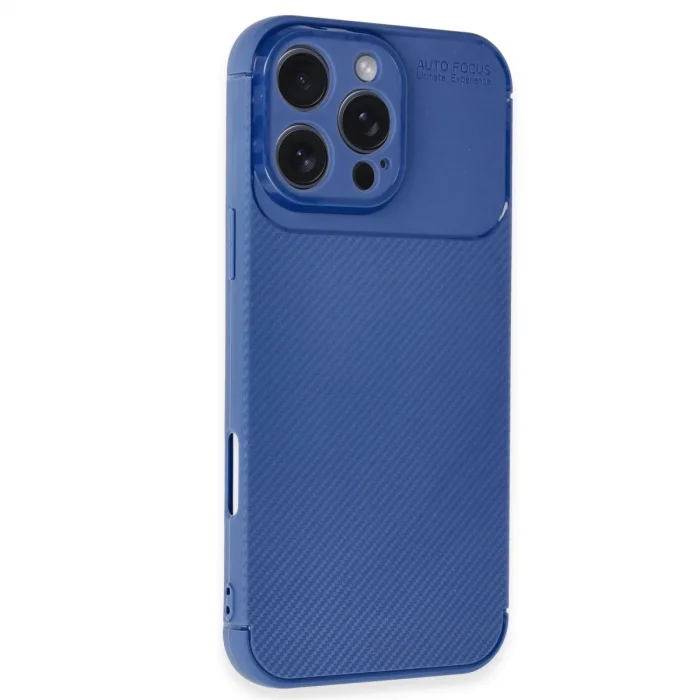BUĞZ İphone 16 Pro Max Kılıf Auto Focus Karbon Kapak - Lacivert