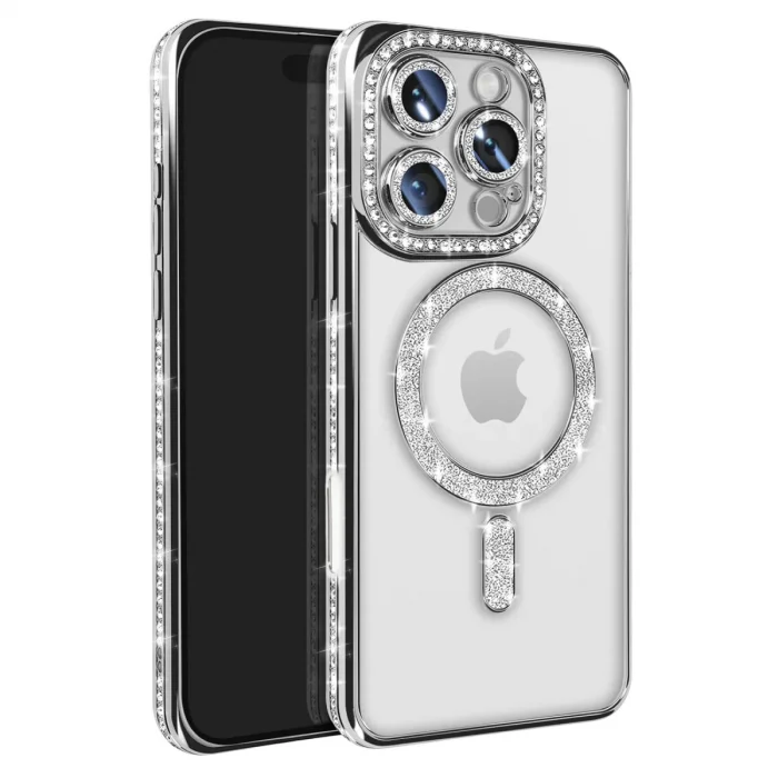 BUĞZ İphone 16 Pro Max Kılıf Joke Simli Magneticsafe Kılıf - Gümüş