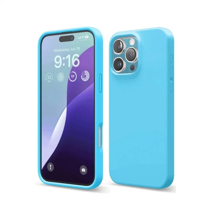 BUĞZ İphone 16 Pro Max Kılıf Nano İçi Kadife Silikon - Mavi