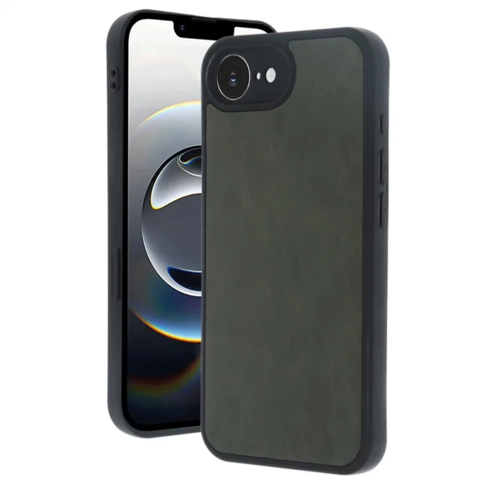 BUĞZ İphone 16e Kılıf Aras Deri Kapak - Koyu Yeşil