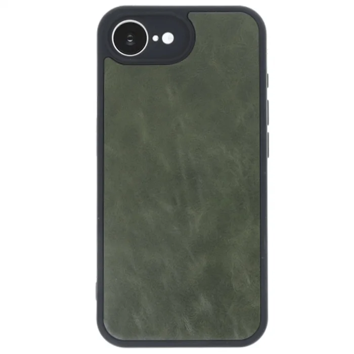 BUĞZ İphone 16e Kılıf Aras Deri Kapak - Koyu Yeşil