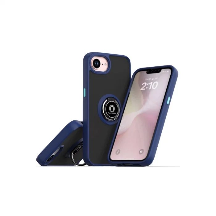 BUĞZ İphone 16e Kılıf Montreal Yüzüklü Silikon Kapak - Lacivert