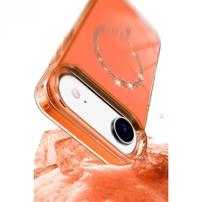 BUĞZ İphone 17 Air Live Diamond Magsafe Kapak - Turuncu