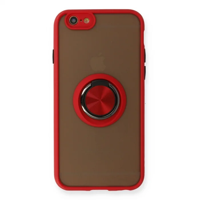 BUĞZ İphone 6 Kılıf Montreal Yüzüklü Silikon Kapak - Kırmızı