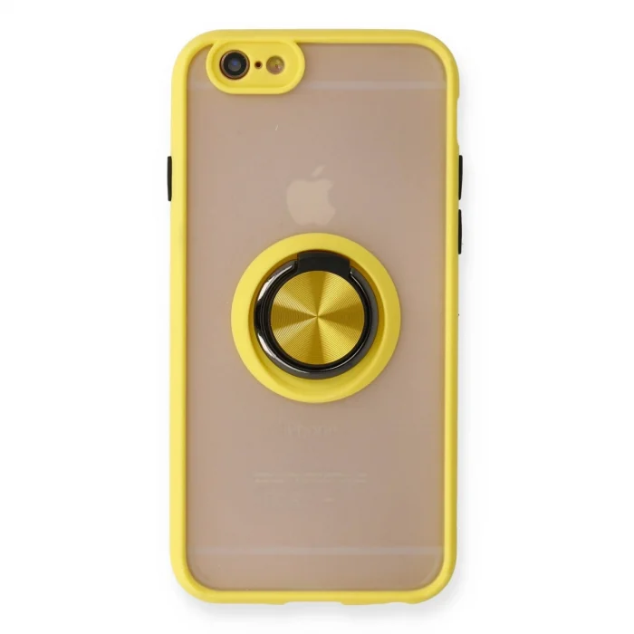 BUĞZ İphone 6 Kılıf Montreal Yüzüklü Silikon Kapak - Sarı
