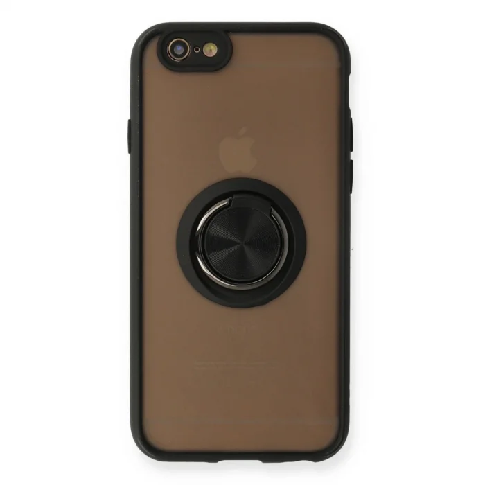 BUĞZ İphone 6 Kılıf Montreal Yüzüklü Silikon Kapak - Siyah