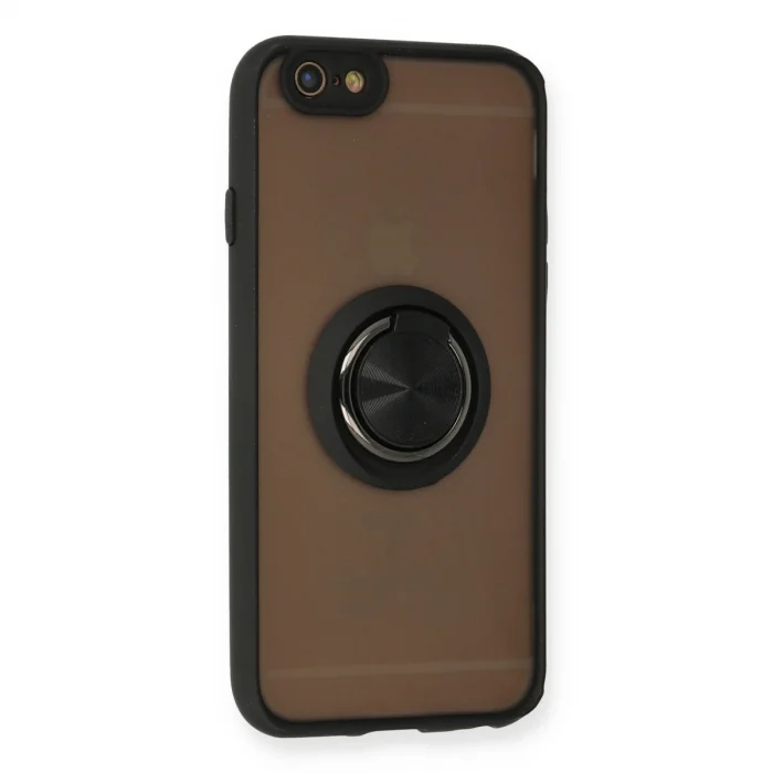 BUĞZ İphone 6 Kılıf Montreal Yüzüklü Silikon Kapak - Siyah