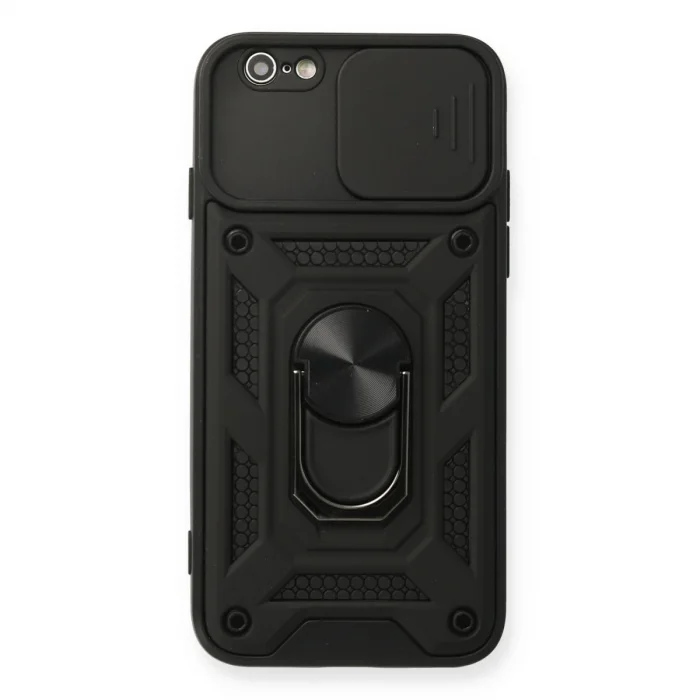 BUĞZ İphone 6 Kılıf Pars Lens Yüzüklü Silikon - Siyah