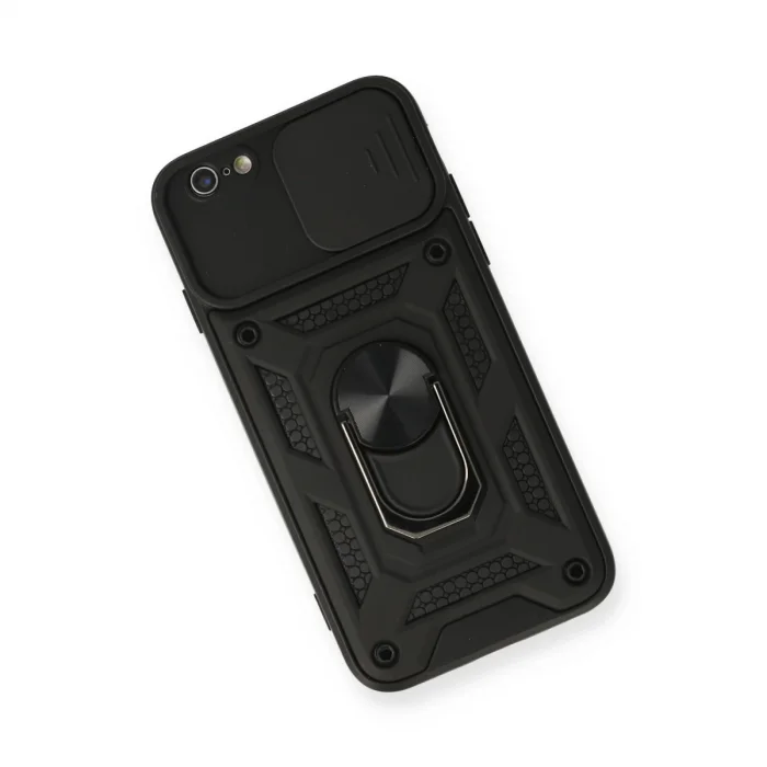 BUĞZ İphone 6 Kılıf Pars Lens Yüzüklü Silikon - Siyah