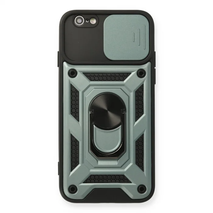 BUĞZ İphone 6 Kılıf Pars Lens Yüzüklü Silikon - Yeşil