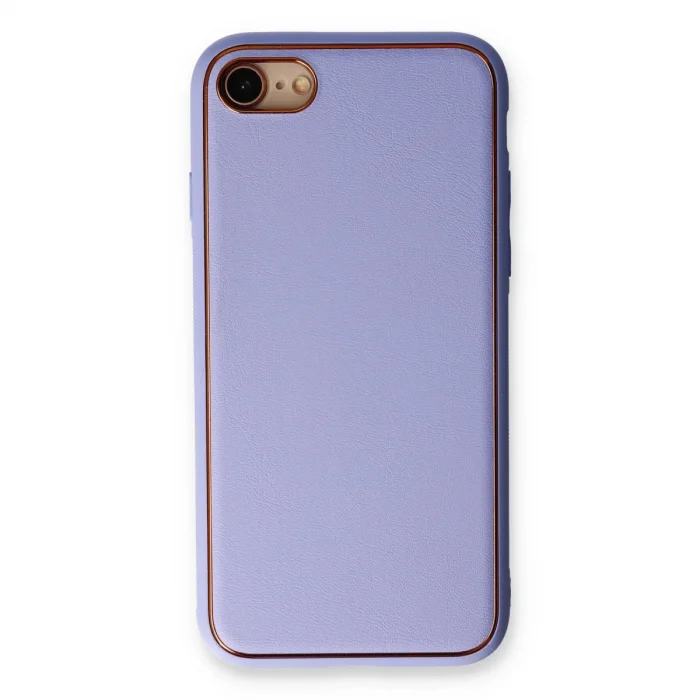 BUĞZ İphone 7 Kılıf Coco Deri Silikon Kapak - Açık Lila