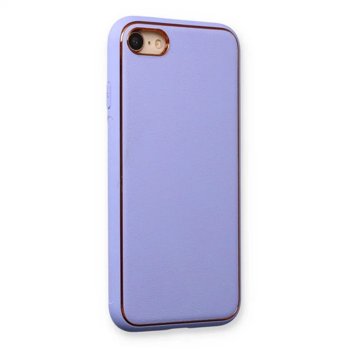 BUĞZ İphone 7 Kılıf Coco Deri Silikon Kapak - Açık Lila