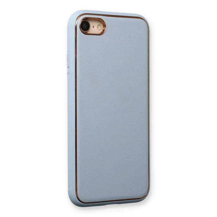 BUĞZ İphone 7 Kılıf Coco Deri Silikon Kapak - Açık Mavi
