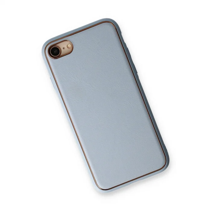 BUĞZ İphone 7 Kılıf Coco Deri Silikon Kapak - Açık Mavi