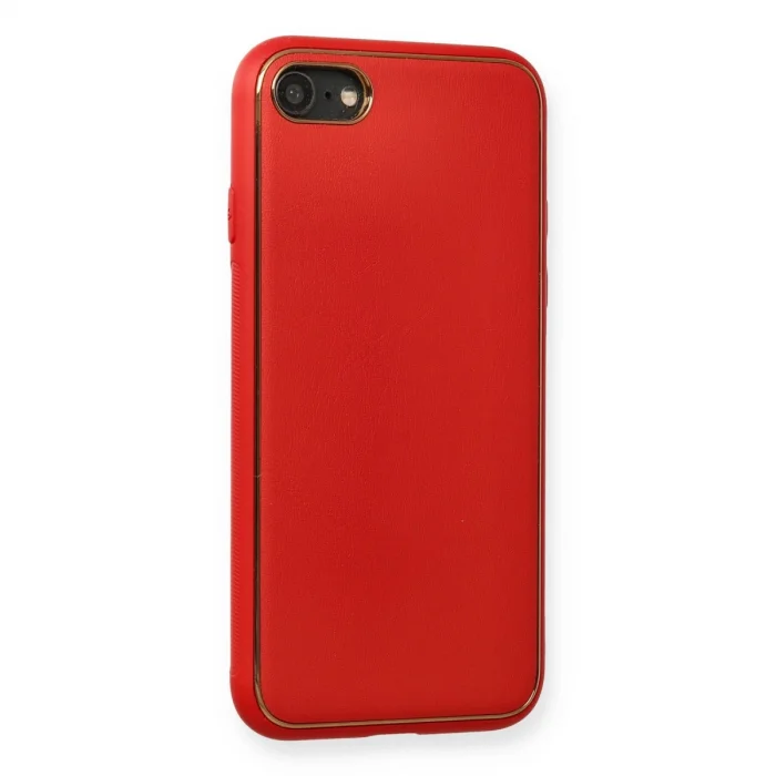 BUĞZ İphone 7 Kılıf Coco Deri Silikon Kapak - Kırmızı