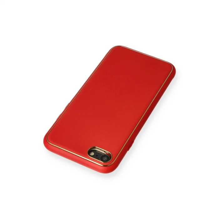 BUĞZ İphone 7 Kılıf Coco Deri Silikon Kapak - Kırmızı