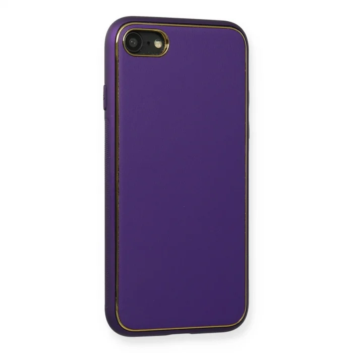 BUĞZ İphone 7 Kılıf Coco Deri Silikon Kapak - Mor