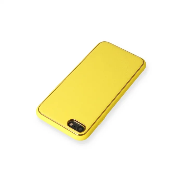 BUĞZ İphone 7 Kılıf Coco Deri Silikon Kapak - Sarı