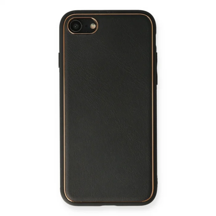 BUĞZ İphone 7 Kılıf Coco Deri Silikon Kapak - Siyah