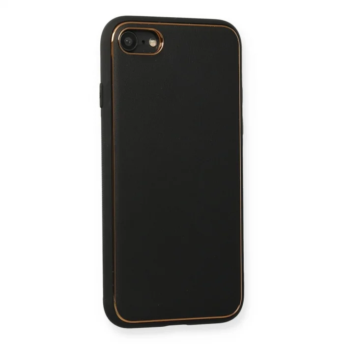 BUĞZ İphone 7 Kılıf Coco Deri Silikon Kapak - Siyah