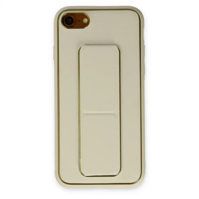 BUĞZ İphone 7 Kılıf Coco Deri Standlı Kapak - Beyaz