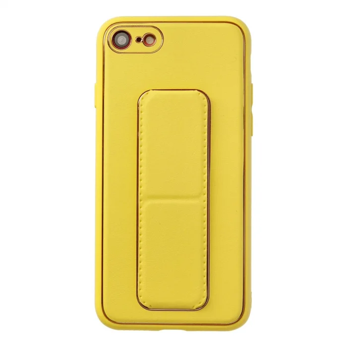 BUĞZ İphone 7 Kılıf Coco Deri Standlı Kapak - Sarı